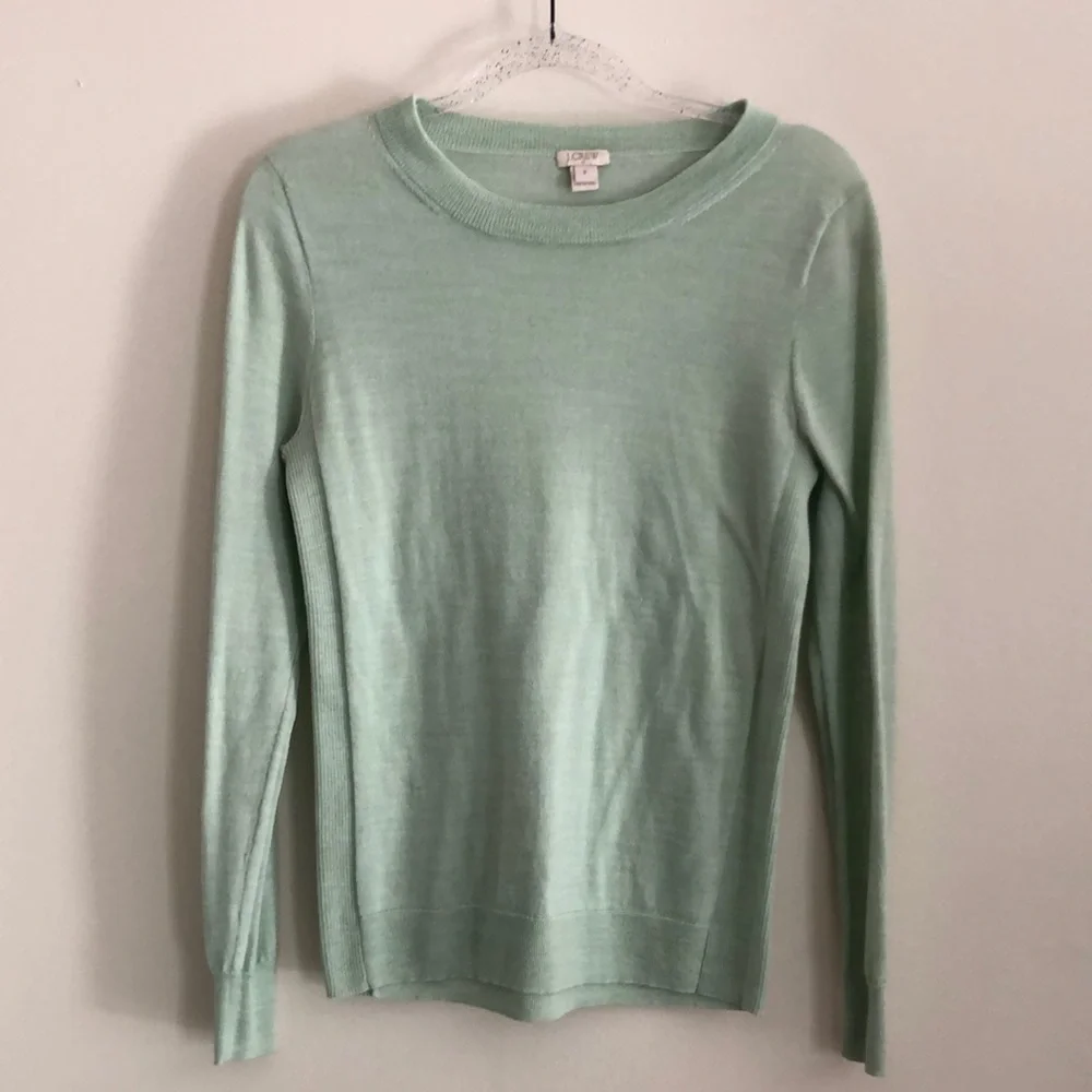 J. Crew Factory Pale Mint Knit Crewneck Sweater
